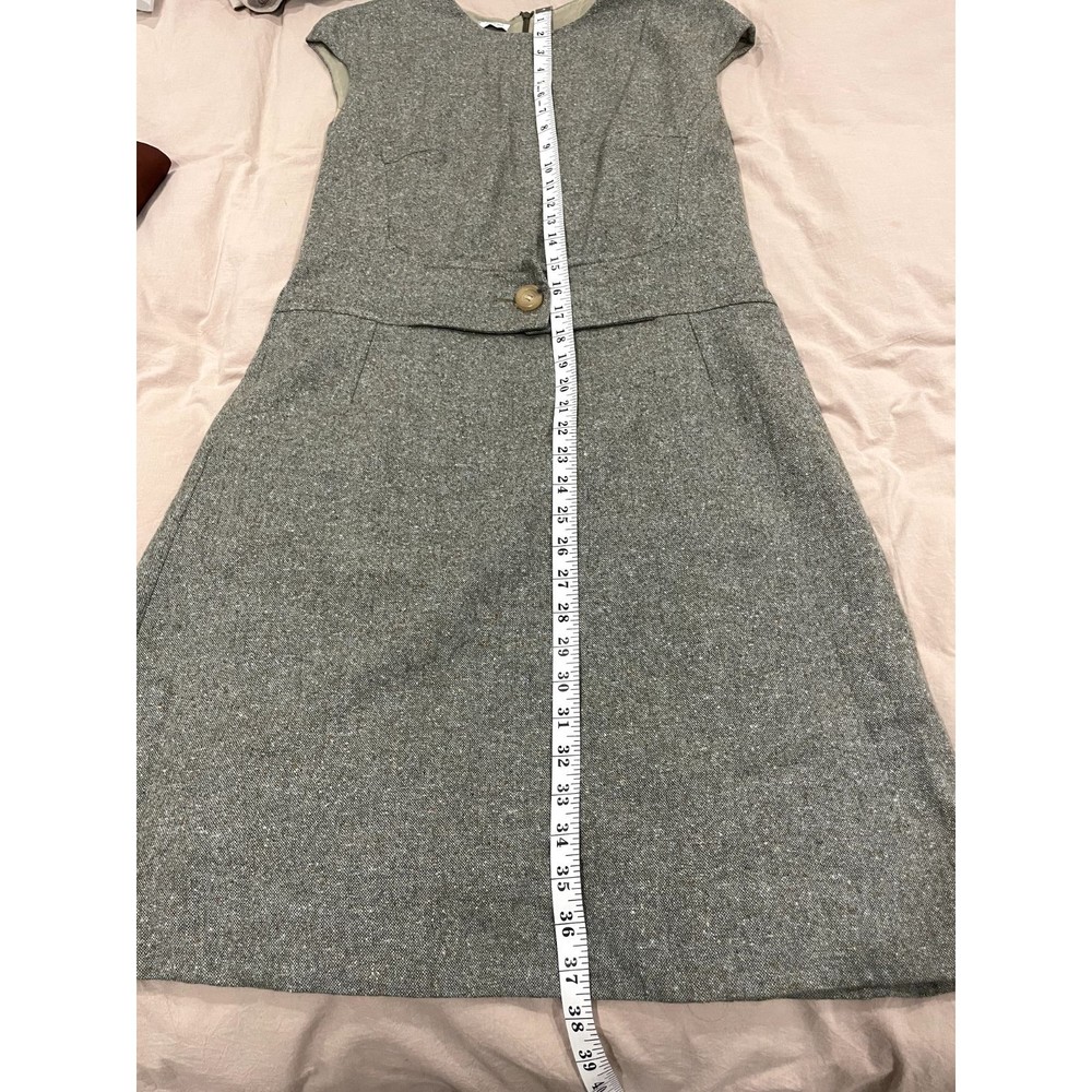 Agnona Dress Womens Size Medium Gray Wool Sleeveless Zip Back Italy Stretch Belt - Picture 7 of 9